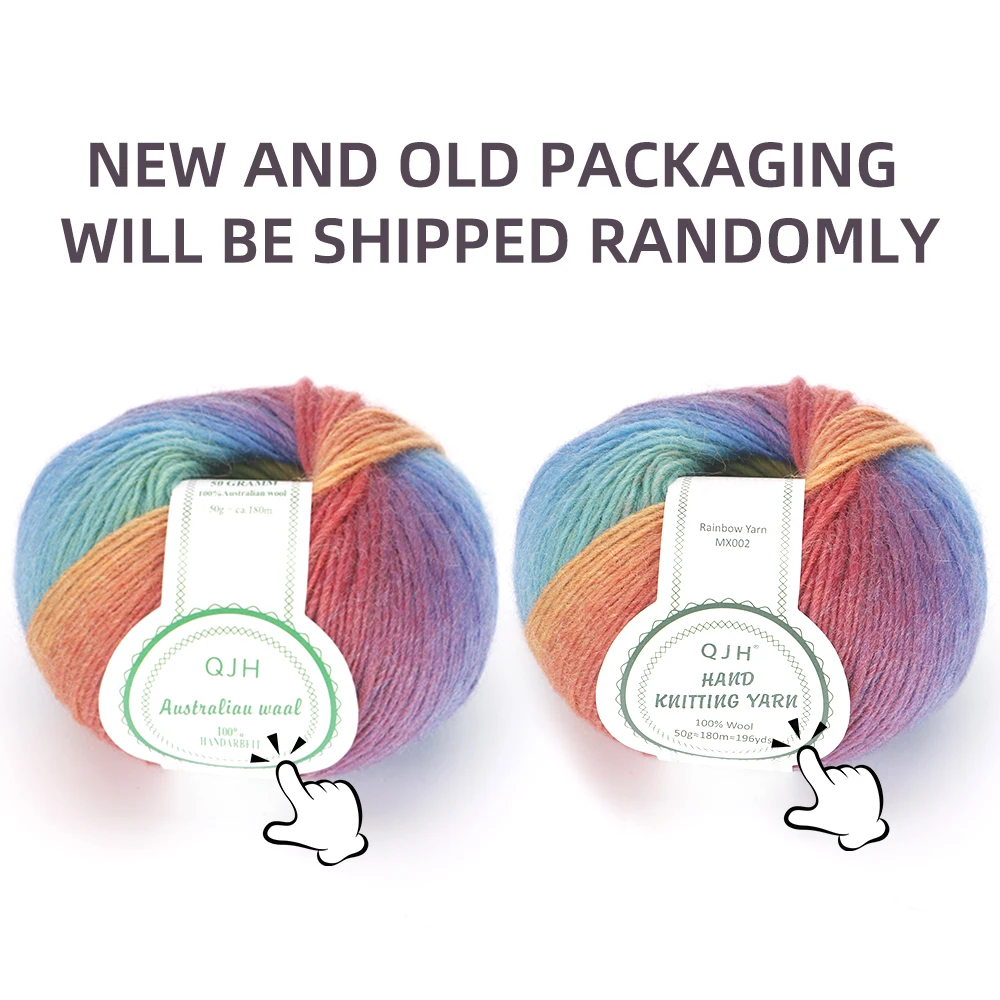 Luxury Worsted Rainbow Soft Icelandic Yarn, Wool Gradient Multi Color Yarn for Knitting/Crochet Total Length 180m (196yds, 50g)