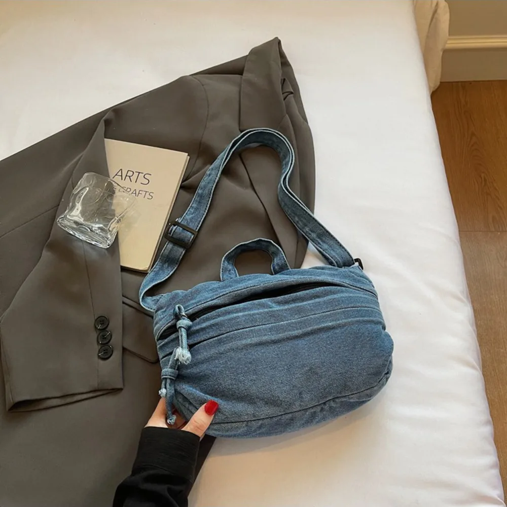 

Fashion Handbag Retro Denim Bag Underarm Bag Crossbody Bag Spicy Girl Shoulder Bag Armpit Bag Y2K Washed Jean Bag Shopping