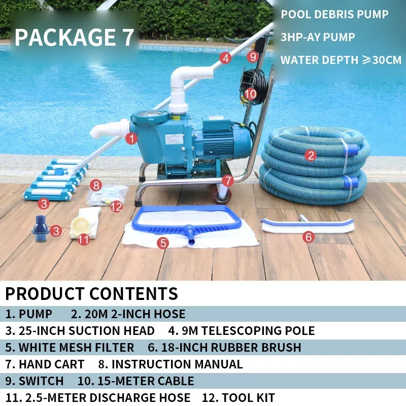 220V Swimming Pool Vacuum Cleaners, Fish Pond Bottom Suction Pumps, Underwater Vacuum Cleaners and Cleaning Equipmen(Customized)
