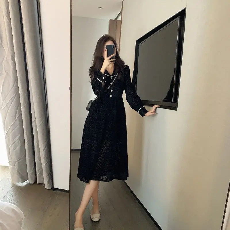 Ofallsis French Style Corduroy Heavy Industry Princess Dress 2024 Autumn New Elegant Small Fragrant Style Long Dresses Female