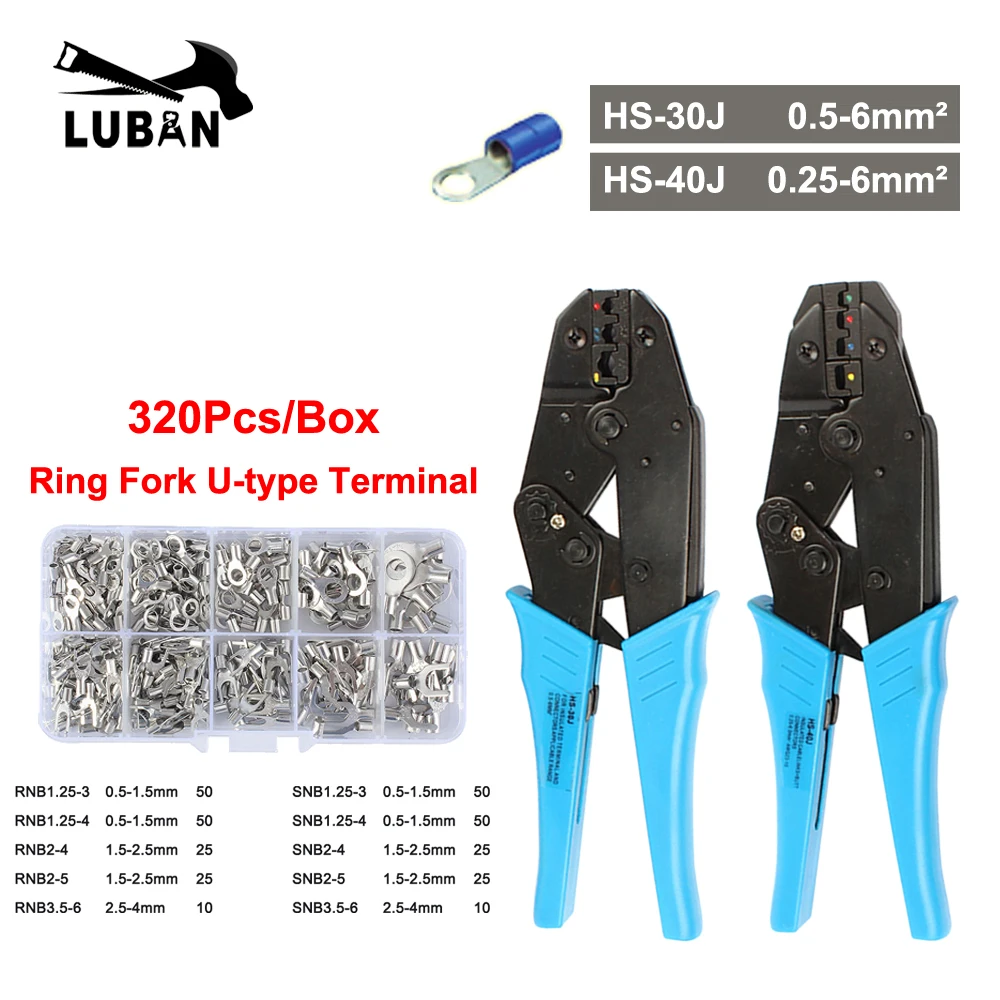 HS-30J HS-40J EUROP STYLE ratchet crimping tool crimping plier 0.5-6.0mm2 DIE SETS Multi Functional with connector