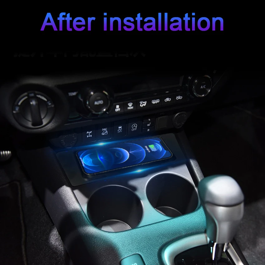 سيارة تشى شاحن لاسلكي لتويوتا هايلكس 2016 ~ 2018 2019 2020 2021 2022 شاحن الهاتف اللاسلكي شحن حامل هاتف الملحقات