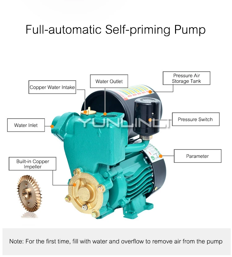 220V 200w/280w/370w Automatic Microcomputer Household Self-priming Water Pump Hot And Cold Water Pipe Tap Water Booster Pump