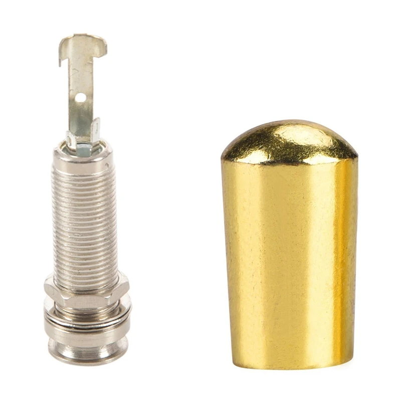 Cylinder Clip End Pin Mono Panel Output Jack Socket With 3Pcs Guitar Switch Tip, 3 Way Toggle Switch Knob Tip Cap