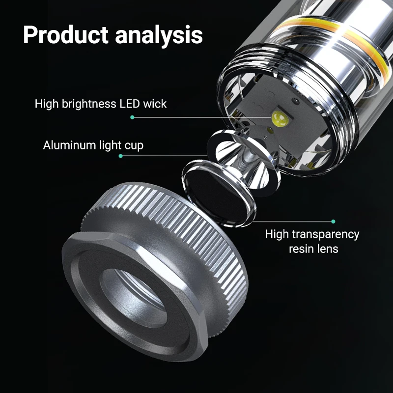 Linterna LED recargable portátil para acampar, linternas brillantes con atenuación continua, resistente al agua, potente luz de trabajo de mano