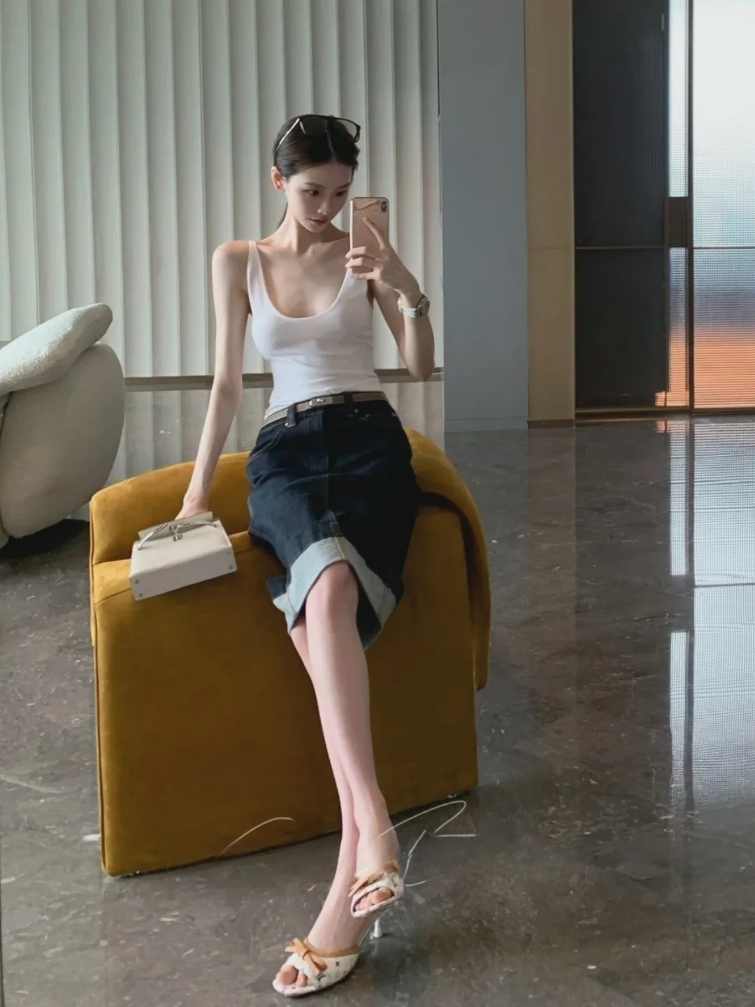American Street Style Sexy Girl Simple Denim  Skirt Women Summer Mid-length Bodycon Slimming Versatile Jeans Skirt view 4