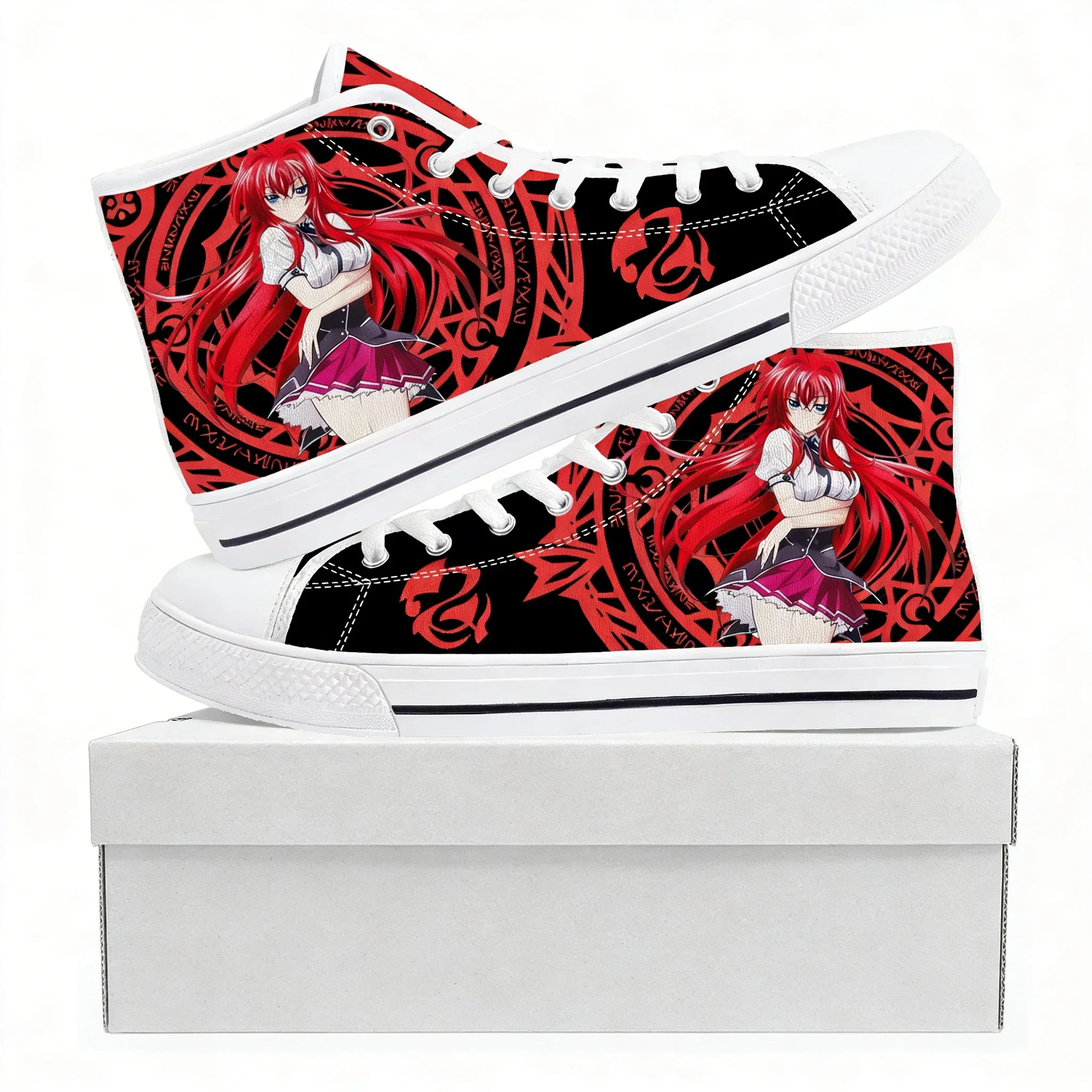 

Кроссовки Rias Gremory High School DXD, высокие кеды, высококачественные мужские, женские и подростковые кеды из канваса, повседневная обувь для пар, обувь на заказ