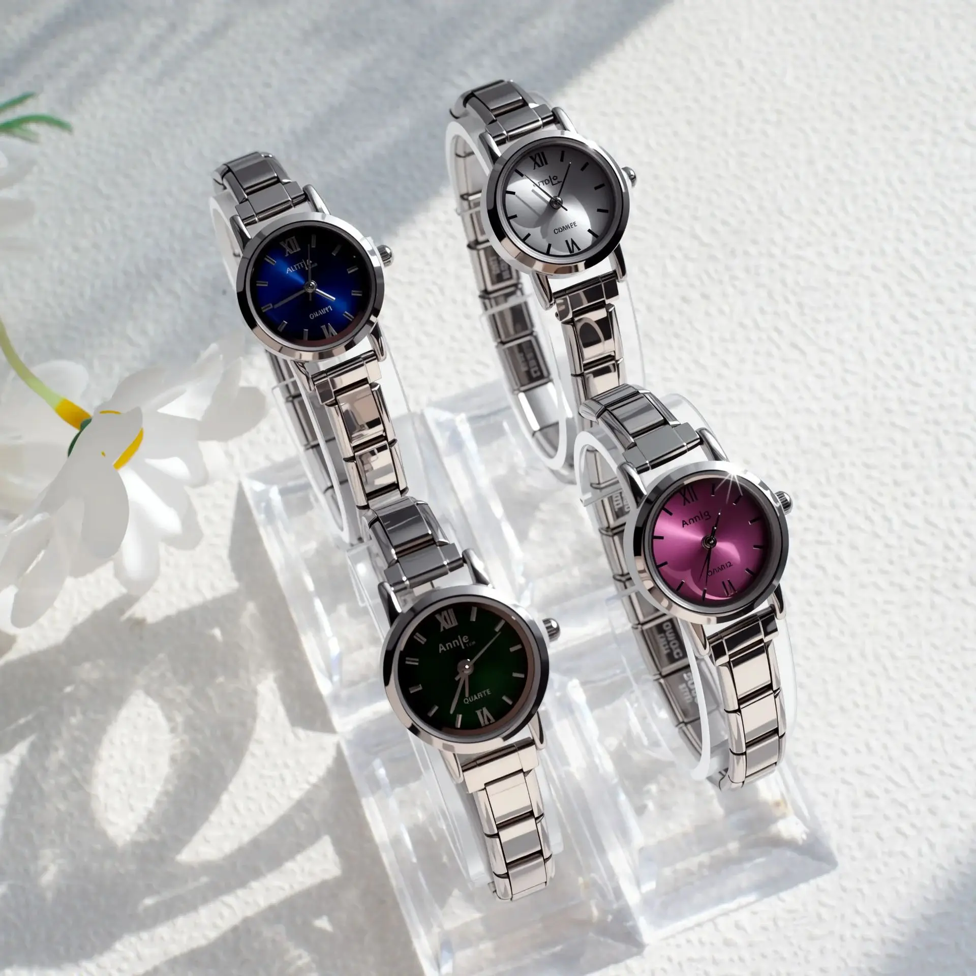 European Style Women Modular Bracelet Watch Multi Color Round Dial Quartz Wristwatch All-match Metal Link Ladies Daily Watch