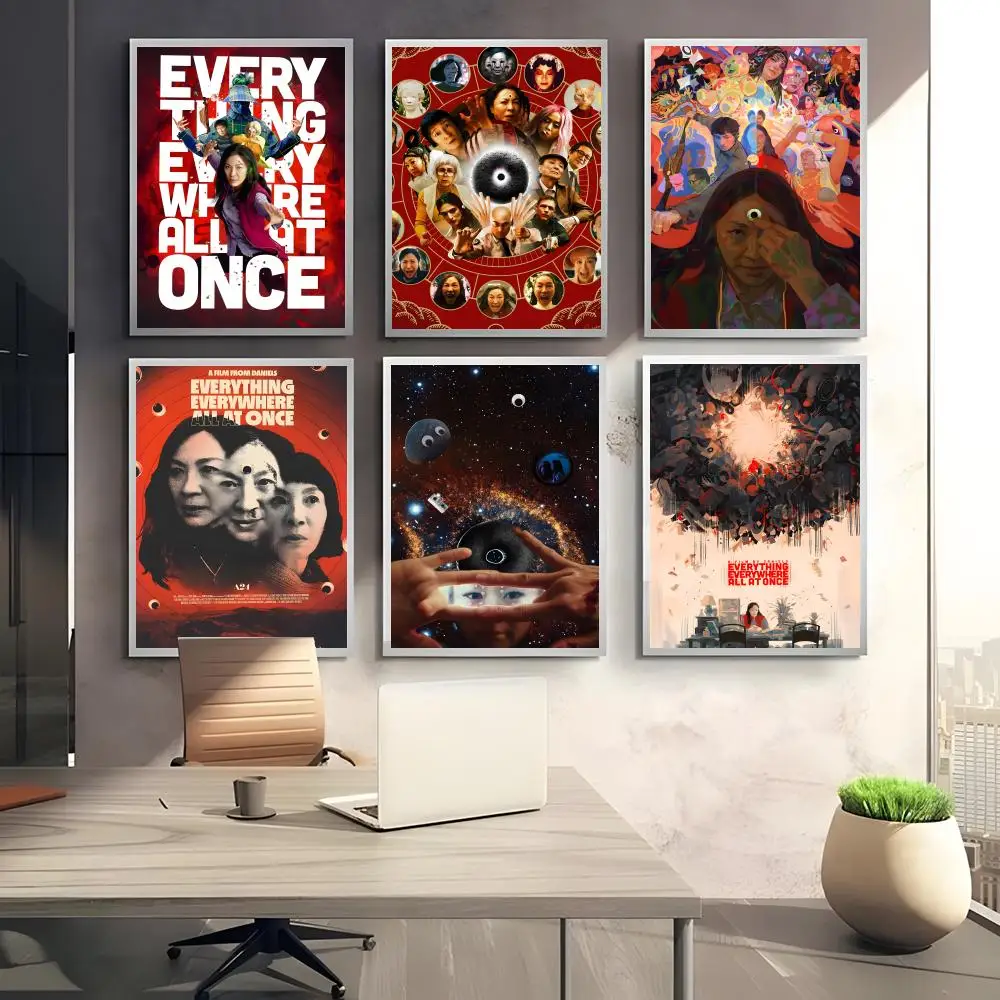 oscar film E-Everything Everywhere All at Once Poster HD art sticky wall waterproof home bedroom bar aesthetic decoration