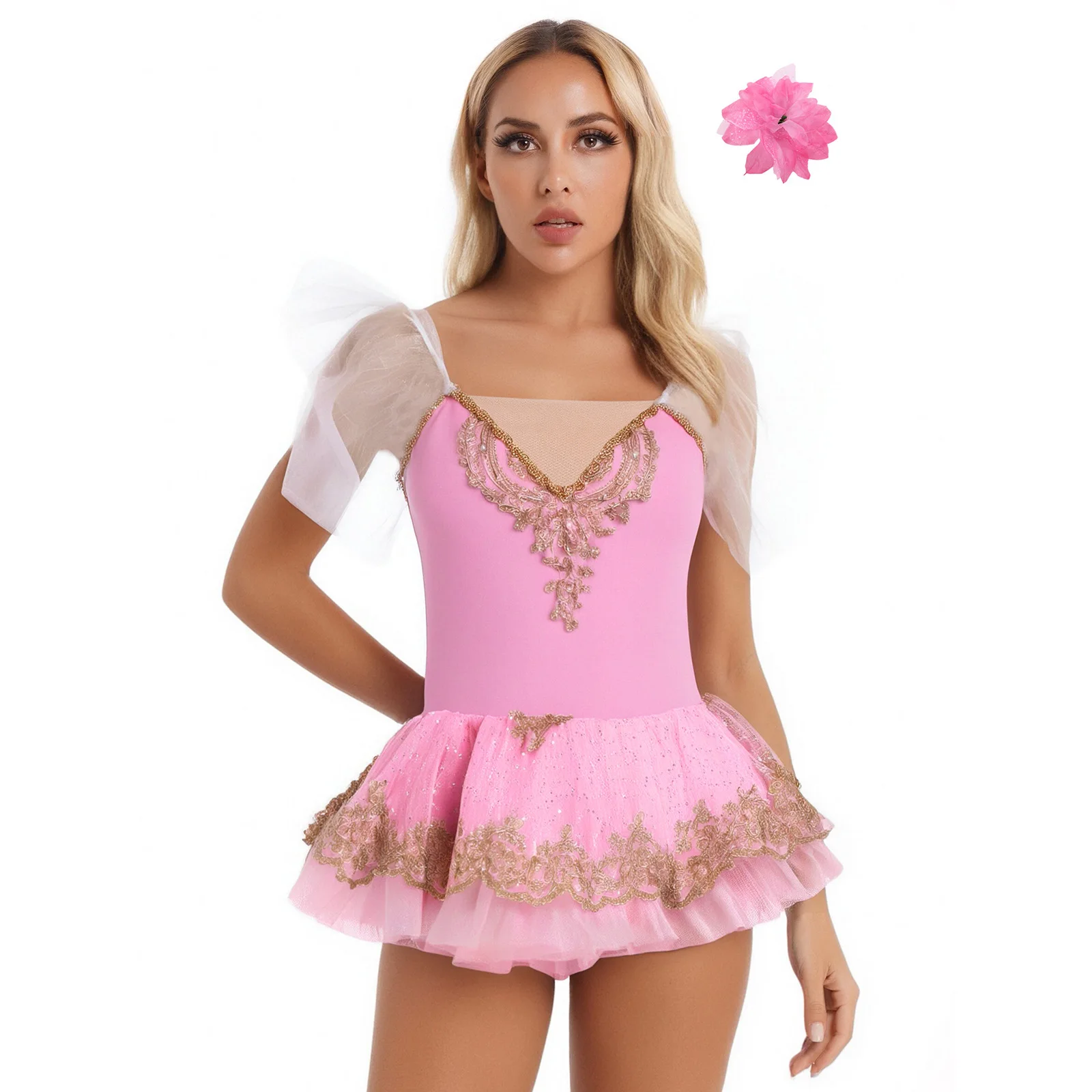 

Elegant Women‘s Princess Ballet Swan Lake Dance Performance Tutu Dress Mini Ruffle Swan Cake Dress for Ballet Dance Wear