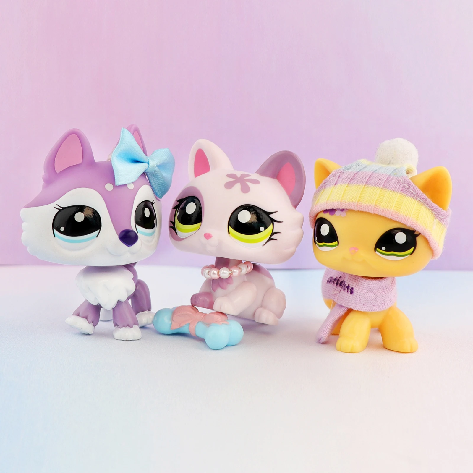 3-個入り-minilpsshop-ペットショップ-ボブルヘッドおもちゃ-ハスキー-2110-しゃがむ猫-1628-ショートヘア猫-1962年-lps用アクセサリー付属