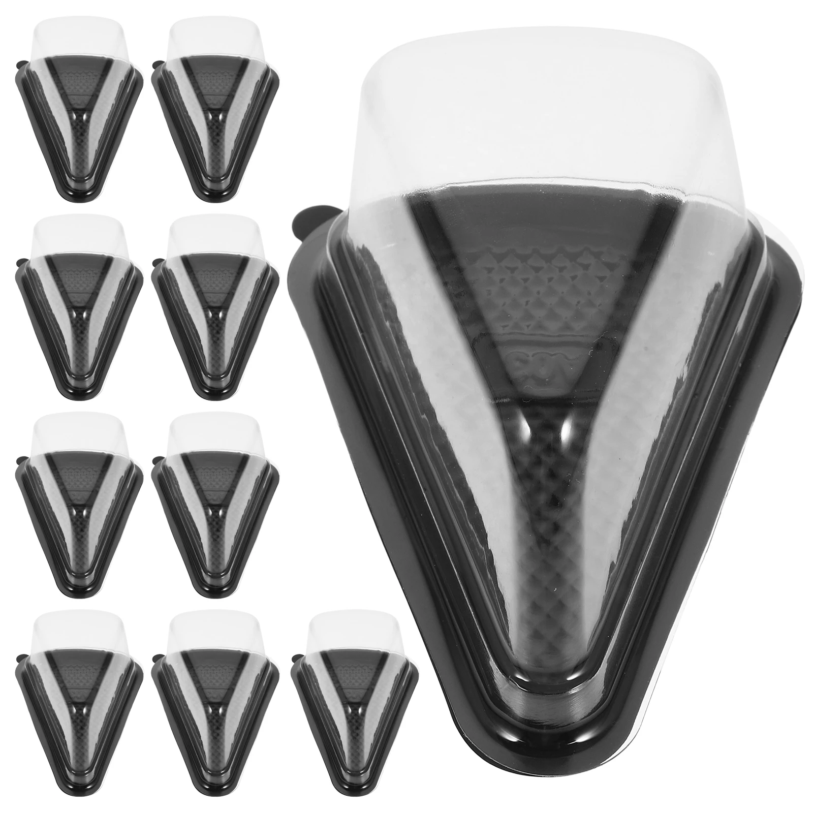 

10pcs Plastic Mousse Boxes Food Grade Black Triangle Clear Lid Reusable Bakery Packaging Sandwich Cake Containers