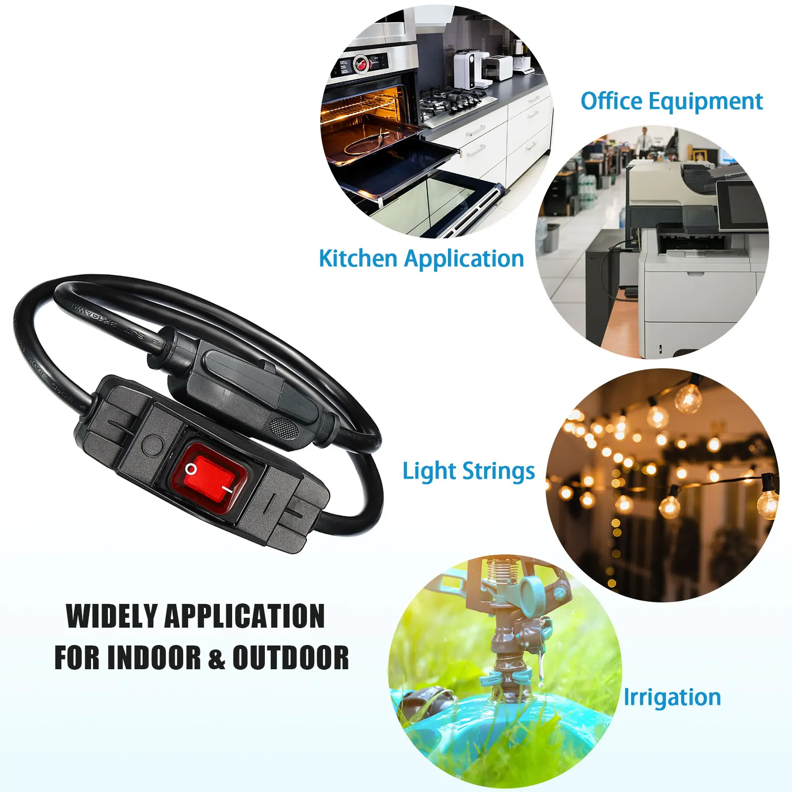 1/2Pcs Outdoor Extension Cord with Waterproof Switch 3 Prong Extension Cable 1875W 14AWG Switchable Power Cord for Appliances