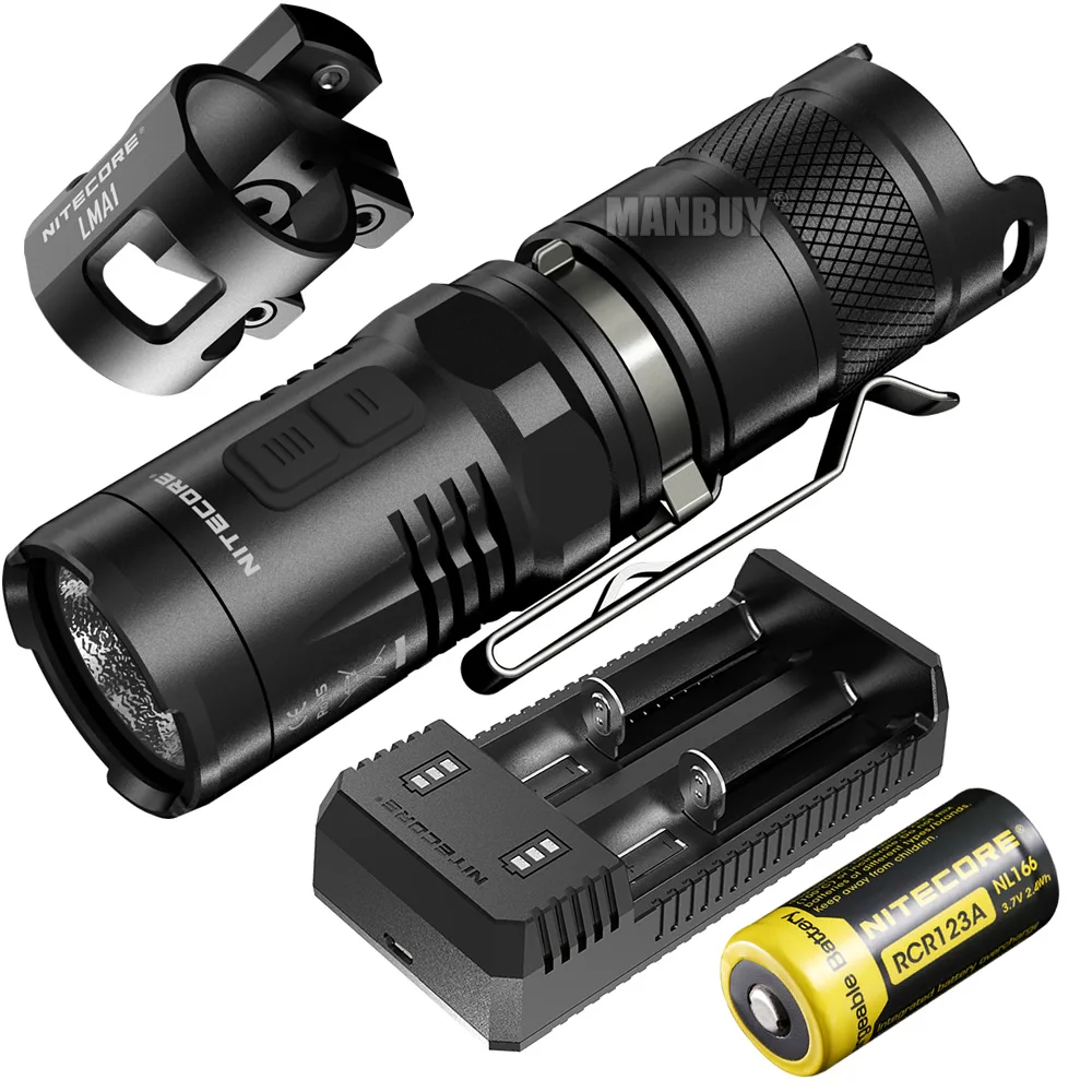 SALE nitecore MT10C+LMA1 Helmet Mount+Charger+Rechargeable Battery 920LM CREE LED Portable Tactical Flashlight Outdoor EDC Torch