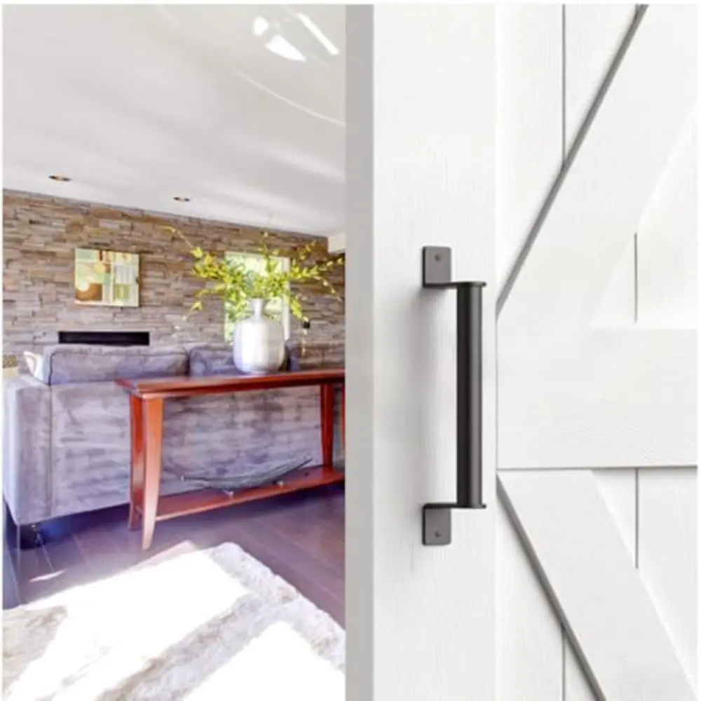 

Sturdy Long Base Barn Door Pull Knob Black Heavy Duty Sliding Barn Door Handle Durable Easy Install Door Pull Handle Wooden Gate