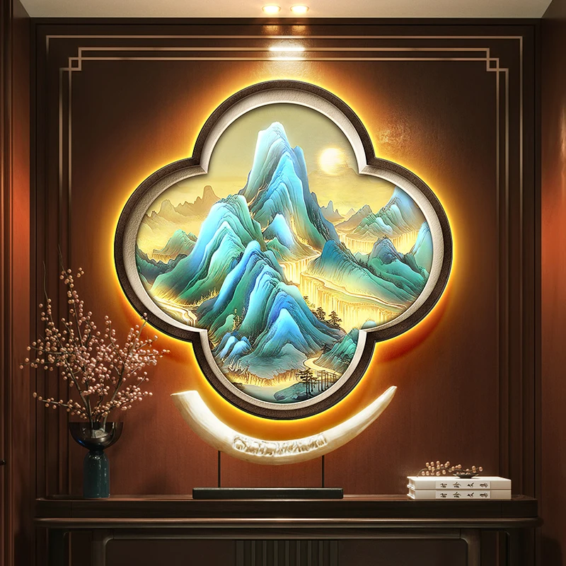 Landscape Painting Entrance Decoration Painting Plum Blossom Shaped Corridor Hanging Painting Fake Window Entrance Light Mural