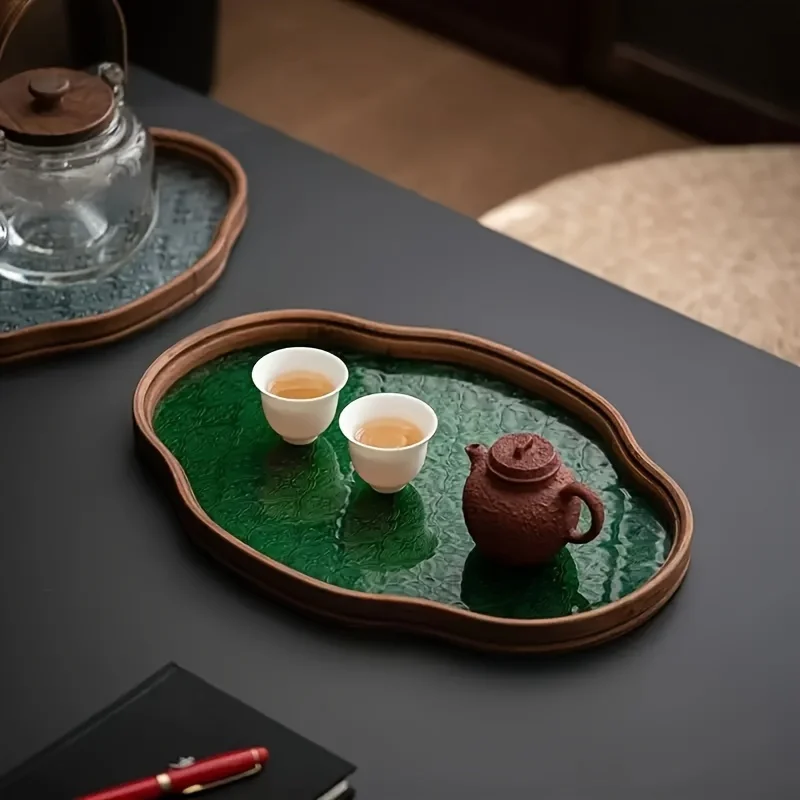 Glass cosmetic storage tray, dry brewing tray, Kung Fu tea set, small tea table, living room office tea tray storage tray