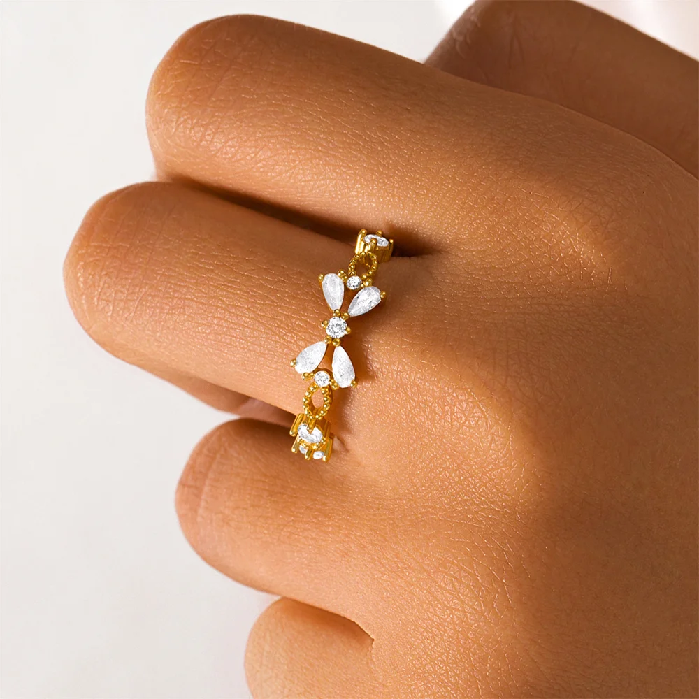 CANNER Ring 925 Sterling Silver Bow Pink  Cherry Rings For Women 18K Gold Luxury Fashion Jewelry Wedding Rings Bague Bijoux Gift