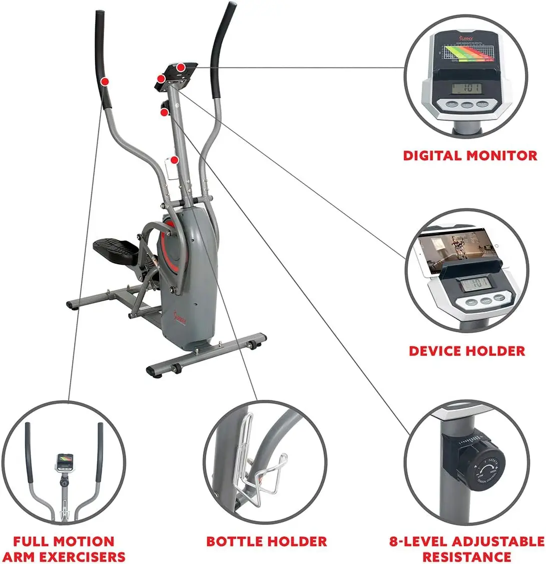 Fitness Cardio Climber Stepping Elliptical Exercise Machine for Home with 8 Levels of Magnetic Resistance, Perfor