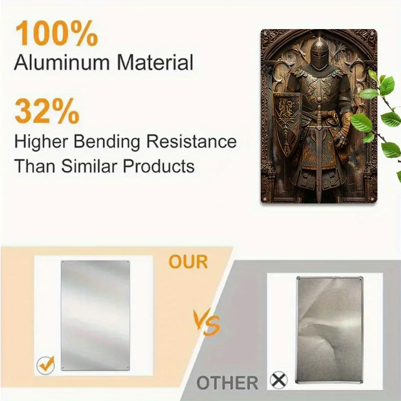 Medieval Knight Aluminum Wall Art Set - Decorative Metal Shield Knight Decor for Home & Office, Vintage Style Artwork
