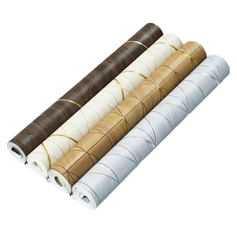 New Chinese Style Vintage Classical Zen Wallpaper Japanese Linen Weave Bamboo Woven Wood Grain Grass Weave Pattern Wallpaper