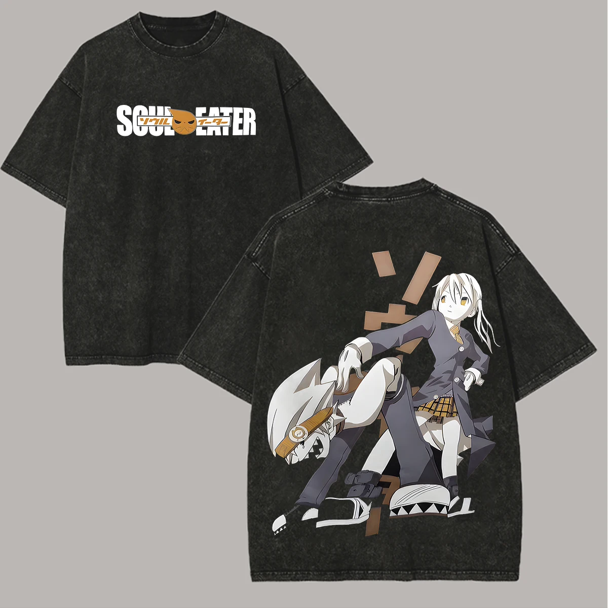 Soul Eater Anime Lover Washed T-shirt Personality Clothes Oversized Unisex Year Round Clothing High Quality Hot Product Couples