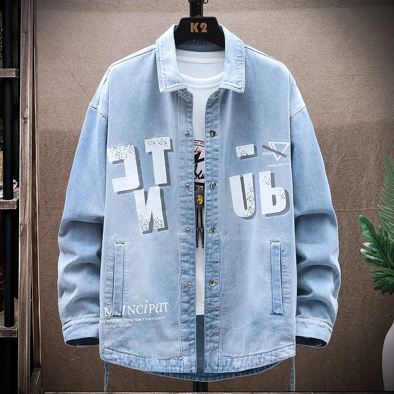 Classic 2024 Spring Autumn Casual Men's Washed Cotton Denim Jackets Hip Hop Streetwear Loose Jeans Coat Youth Cowboy Top Clothes