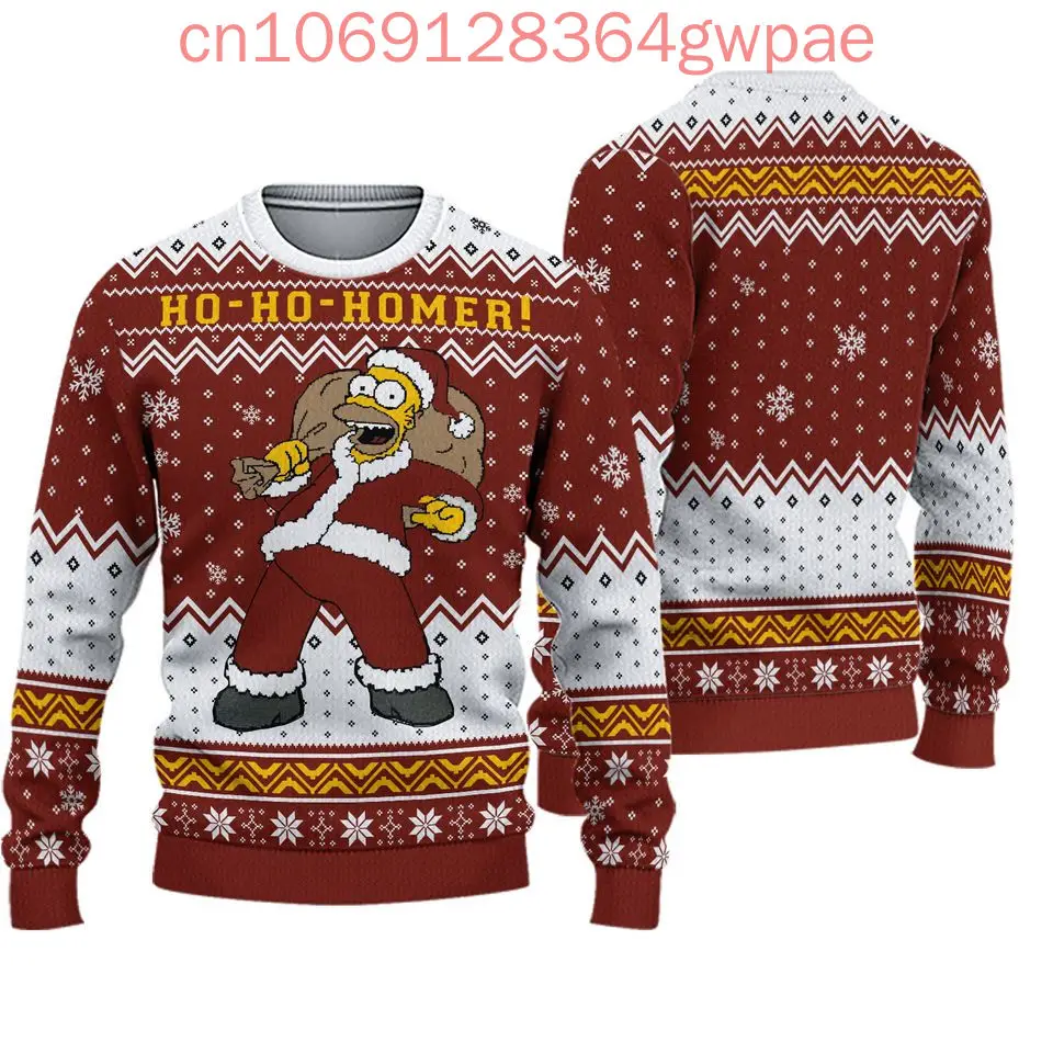 Disney The Simpsons Christmas Ugly Sweaters Christmas Gift Cartoon Anime 3D Print Christmas Sweaters Fashion Casual Sweater