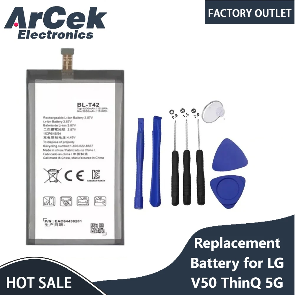 

Новый сменный аккумулятор 3,87 В 4000 мАч для мобильного телефона LG V50 ThinQ 5G V50ThinQ BL T42 BL-T42 LM-V500 V500N V500EM V500xm