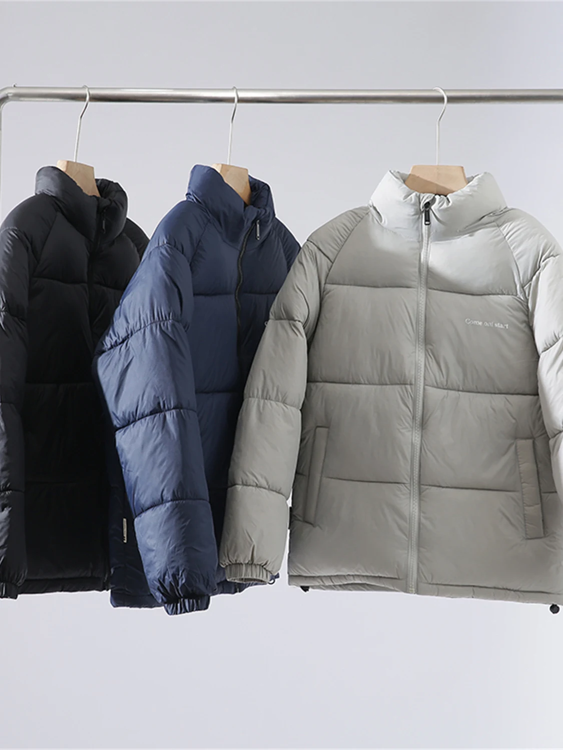 معطف Thiened Tech من القطن المنتفخ Jaet بياقة واقفة معطف Bread Sle للرجال والنساء Faion Urban Long Sve Stand Fit Pure C...