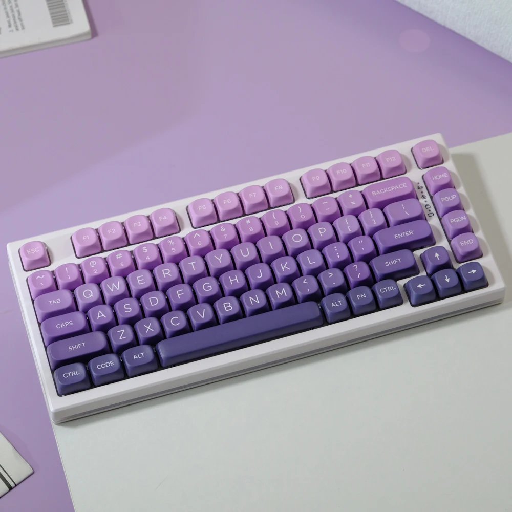 126 Keys/Set Violet Purple Gradient Keycaps PBT Dye Sublimation KeyCap Profile XOA MOA Keycap For MX Switch Mechanical Keyboard