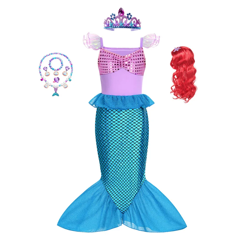 New Year Mermaid Ariel Princess Costume Kids Dress For Girls Cosplay Children Carnival Birthday Party Clothes Mermaid Dress