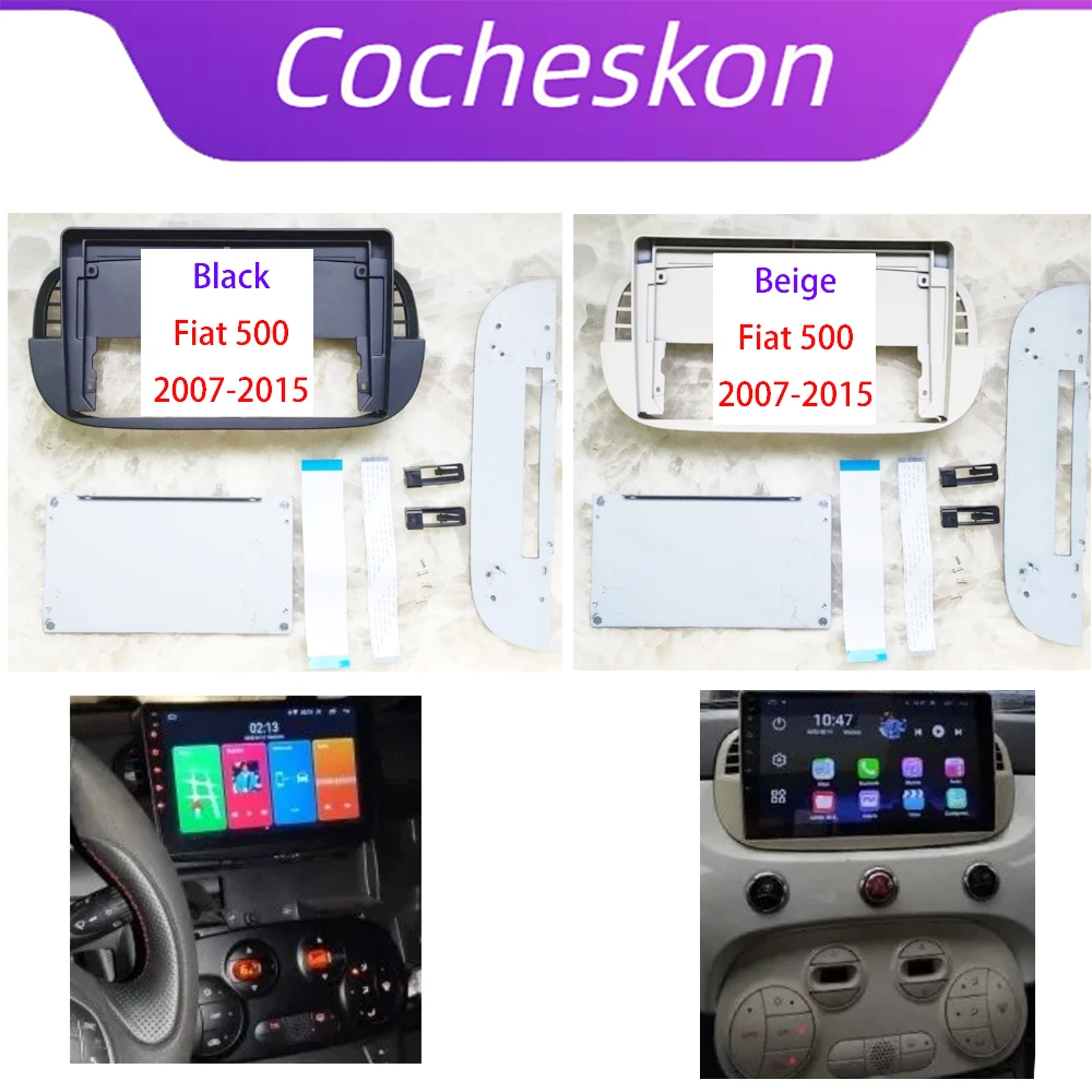 

Cocheskon 1 Din 9inch Car Frame Fascia CanBus Box Adapter Android Radio Dash Fitting Panel Kit For Fiat 500 2007-2015