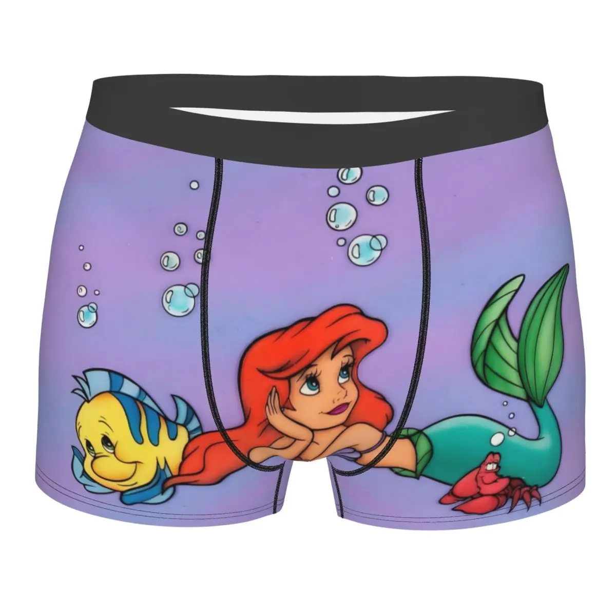 

Модные боксеры «Русалочка» на заказ, шорты, мужские трусы, дышащие трусы принцессы Ариэль, нижнее белье