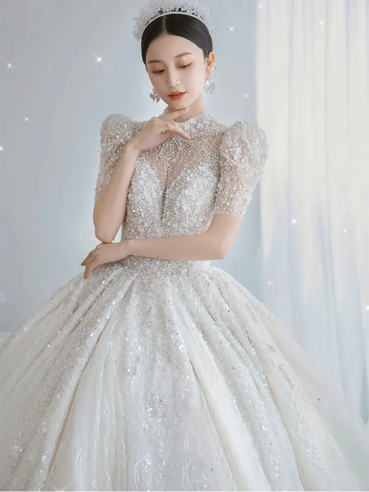 Wedding Dress 2026 New Main Yarn Bride Summer Advanced Texture Heavy Industry Light Luxury French Starry Tail Wedding