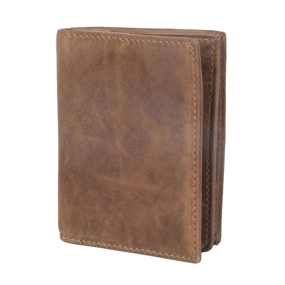 Crazy Horse Leather Card Holder Wallet for Men with Multiple Card Slots and Coin Pocket