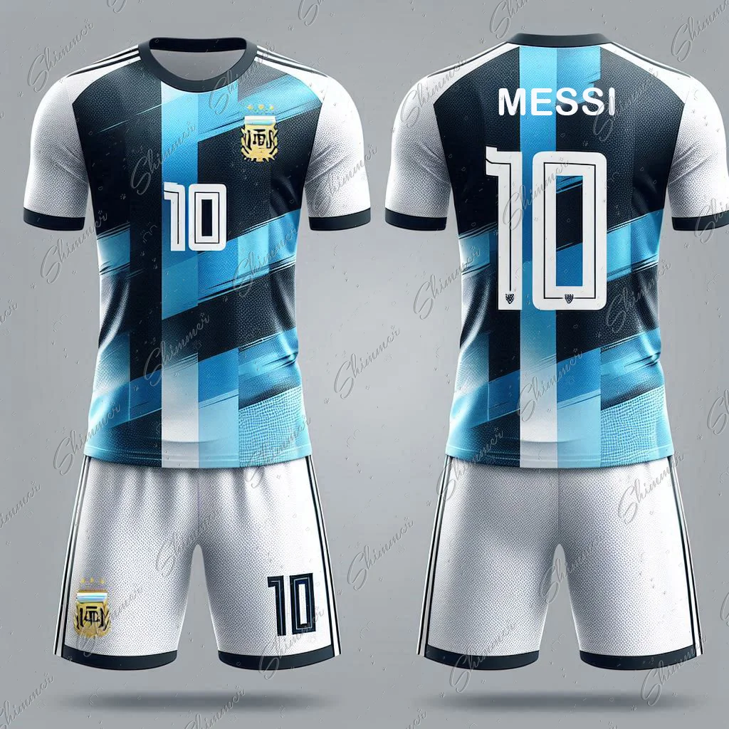 Football Outfit Kids Jersey 2pc Short Sleeves Argentinian Style No.10 Training And Competition Jearsey Custom Jerseys Soccer Kit