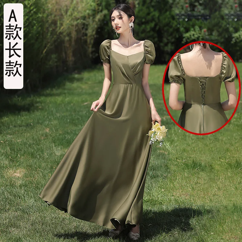 Vestidos de dama de honor verdes para fiesta de boda para mujer, vestido de fiesta largo para dama de honor, vestido de grupo