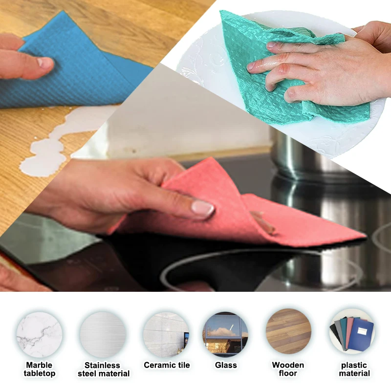 Swedish Dishcloths for Kitchen Solid Colour Series 4/8/12 pack Cloths Reusable Washable Wood Pulp Fiber Kitchen Cloths Replace P