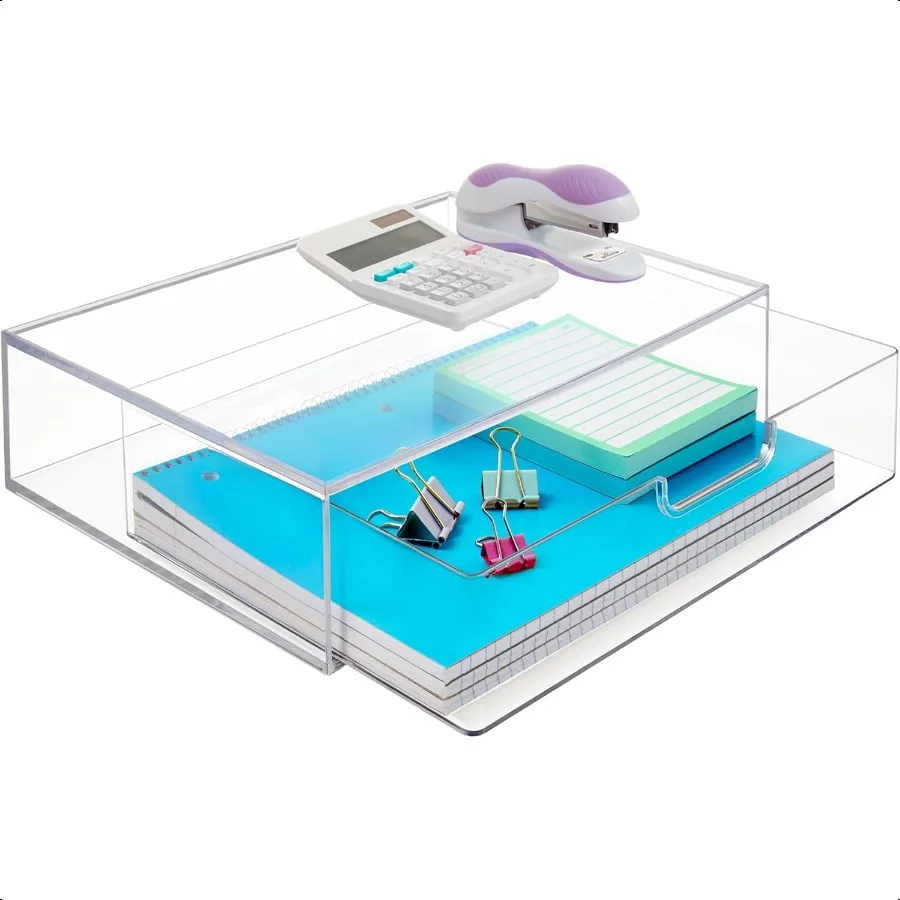

STORi STAX Plastic Stackable Organizer Drawer in Clear 12.5inches Wide Organize Office Desk Accories and Sort LetterSize Paper