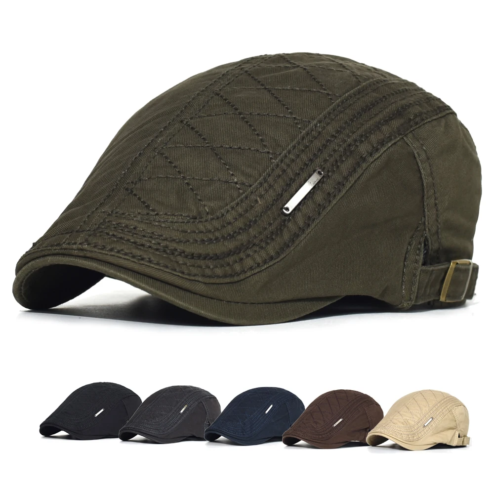 Four Seasons Casual Newsboy Caps Men Woman Adjustable Beret Flat Ivy Cap Soft Solid Driving Cabbie Hat Peaked Cap Unisex