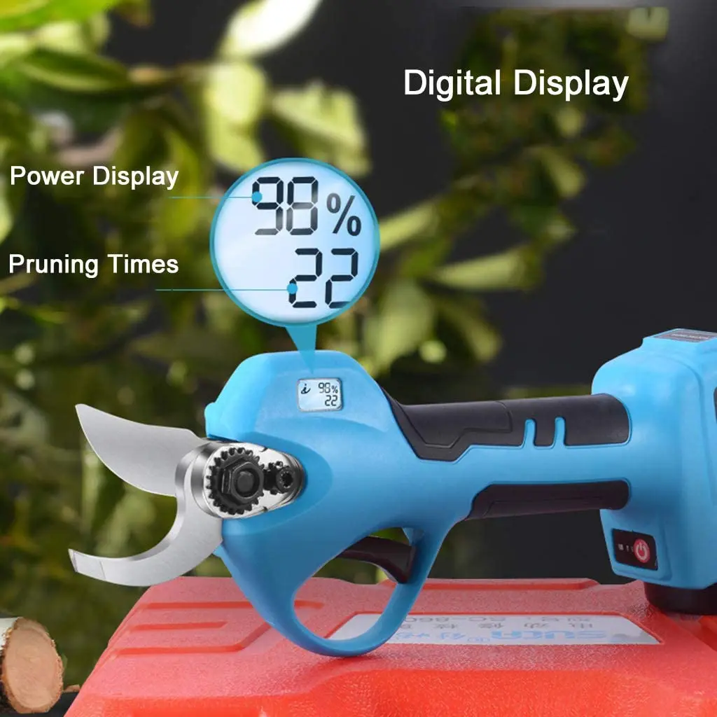 Cordless Electric Pruner Electric Secateurs 28mm Cutting Diameter Electric Pruning Shears with LED Display 2-3 Working Hours