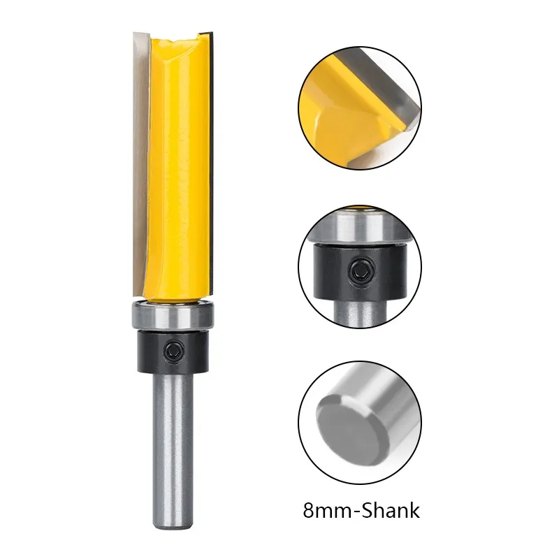 1-3pcs Milling Cutter Flush Trim Router Bit 8mm Shank Template Pattern Bit Bearing 5/8\