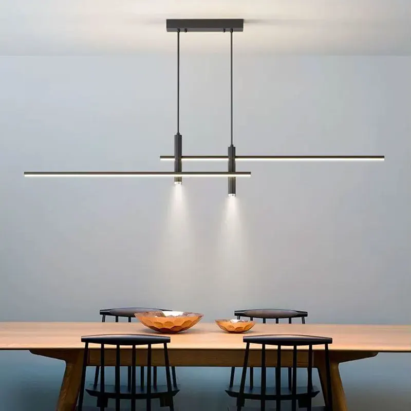 Modern Minimalist Dining Room Table Light With Nordic Personalized Design, Office Line Pendant Light