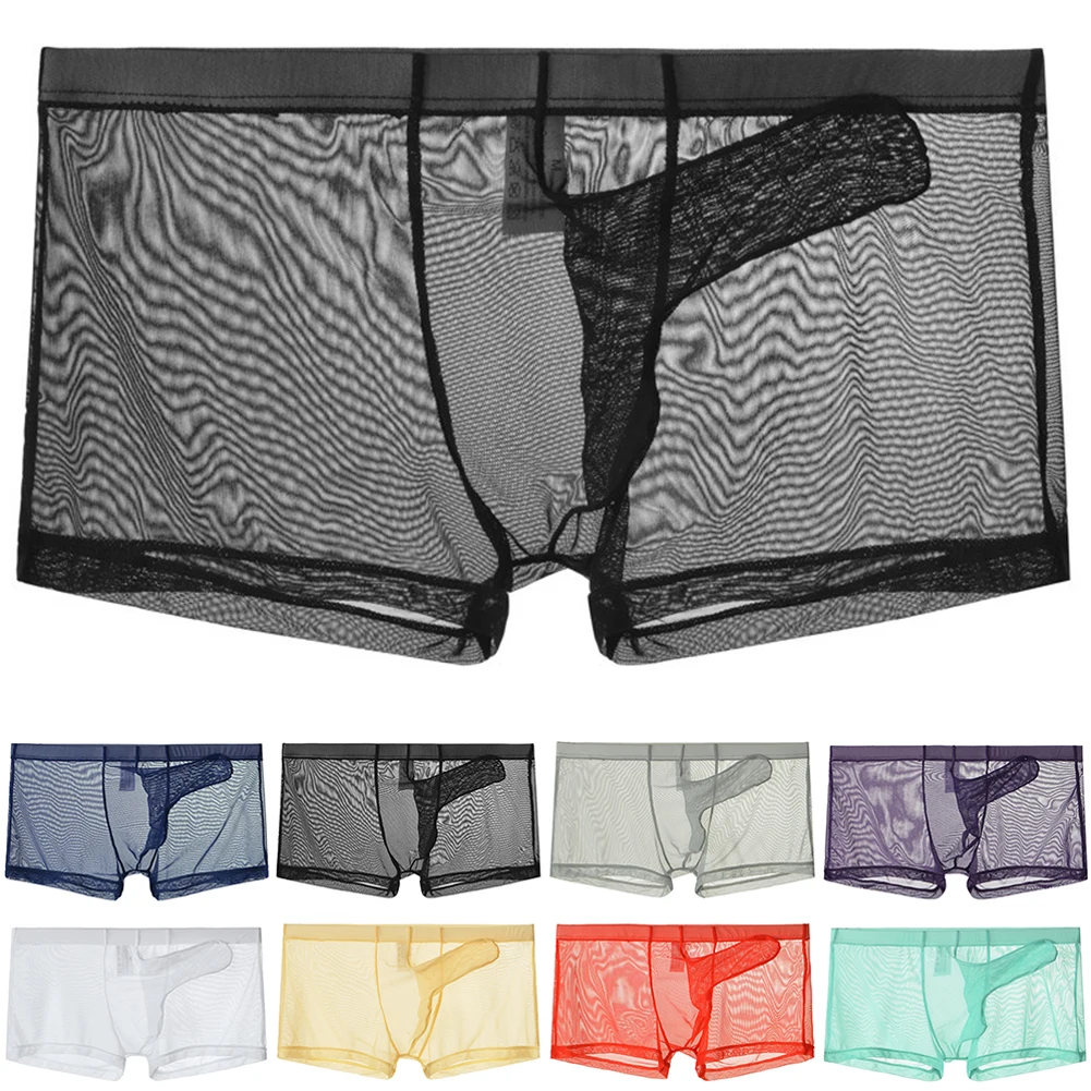 Sexy Mesh Transparent Boxer Shorts And Underpants Ultra-Thin Underwear Pump Man Bulge Pouch Briefs Panties Boxers Man Pack