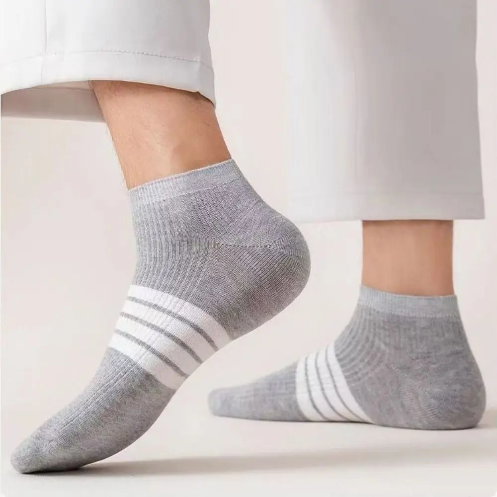 

10Pairs Fashion Patchwork Ankle Thin Socks Breathable Anti-slip Striped Invisible Socks Cotton Hosiery Men's Tube Socks Sport