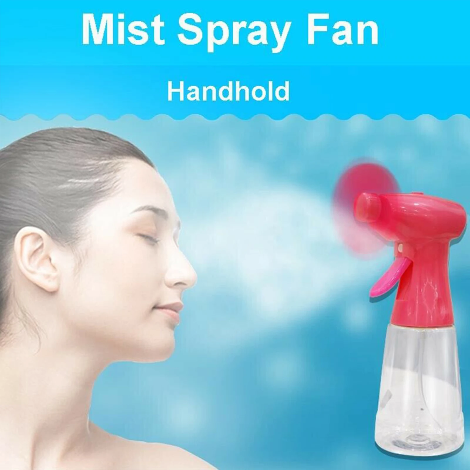 Portable Fan Spray Bottle Handheld Water Spray Mist Fan Battery Powered Mini Fan Plant Watering Sprayer Garden Supplies