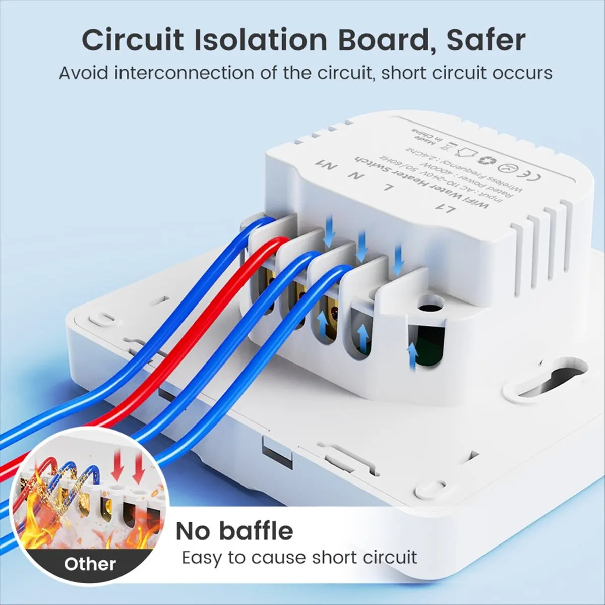 20A 4000W WiFi RF433 Smart Switch for Hot Water Heater AI Assistant Tuya Wall Switch Power Monitor Work White