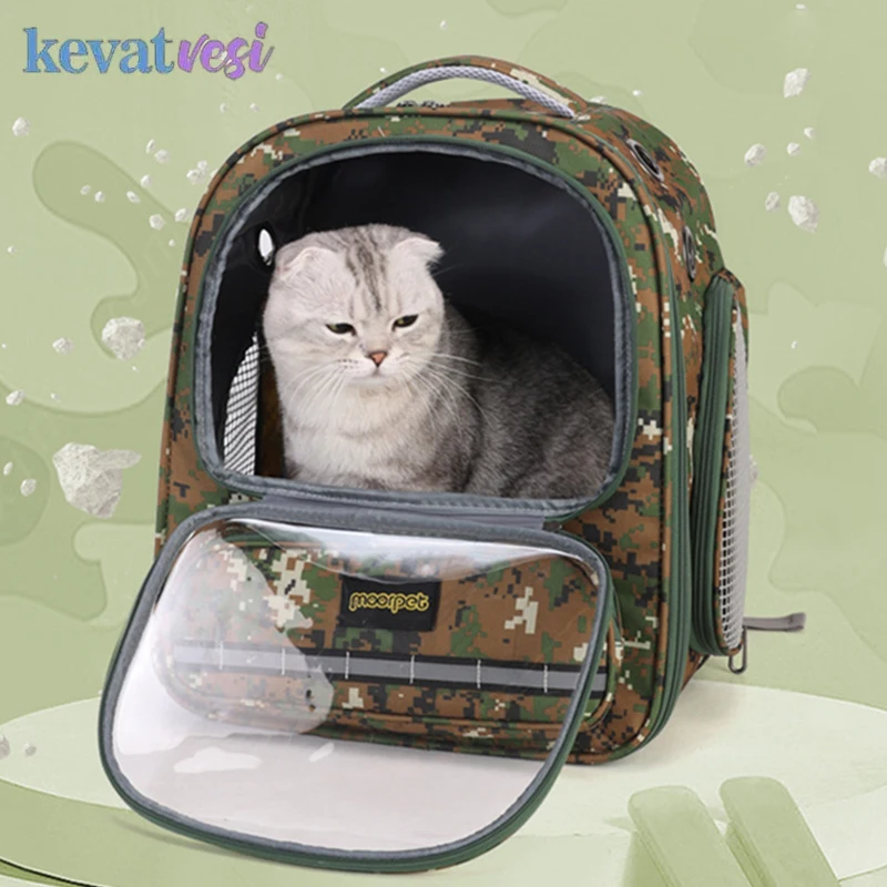 

Ventilation Cat Carrier Portable Cat Backpack Foldable Pet Camouflage Backpack For Cats Kitten Large Capacity Cat Travel Bag