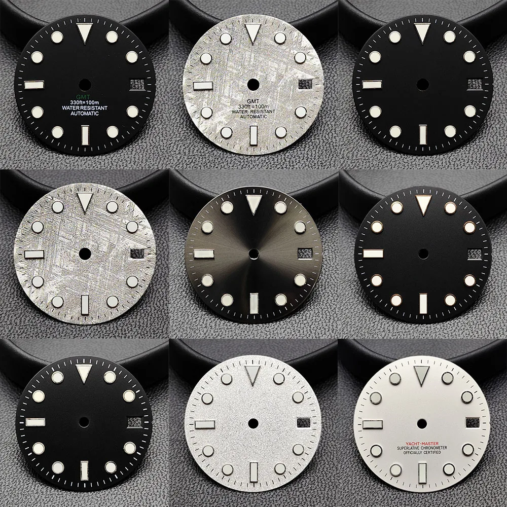 

28.5MM Diameter Single Calendar Watch GMT Dial BlueGreen Luminous Dial for NH34 Watch Movement 4 Watch hand Accessories